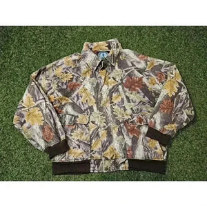 Master Sportsman Jacket Mens XL Green Camo Bomber Zip Up Hunting Rugged Leaves